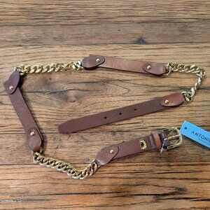 Antonio Melani Leather and Chain Belt Dress Casual 40” long Size Large